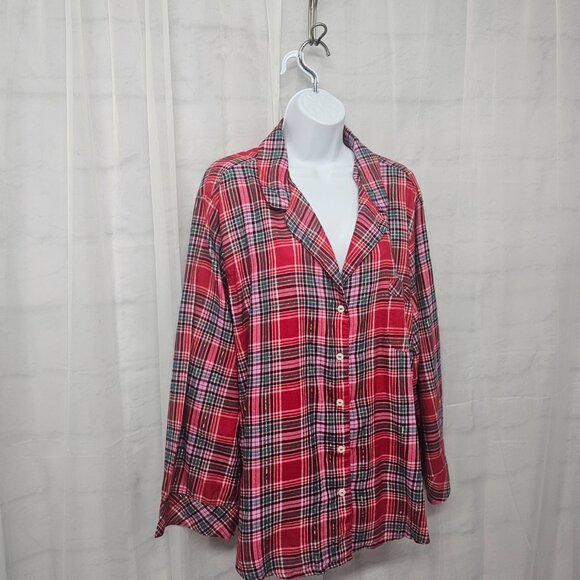 NWT Victoria Secrets Red Pink Plaid Pajama Set Lounge XXL - Picture 3 of 12